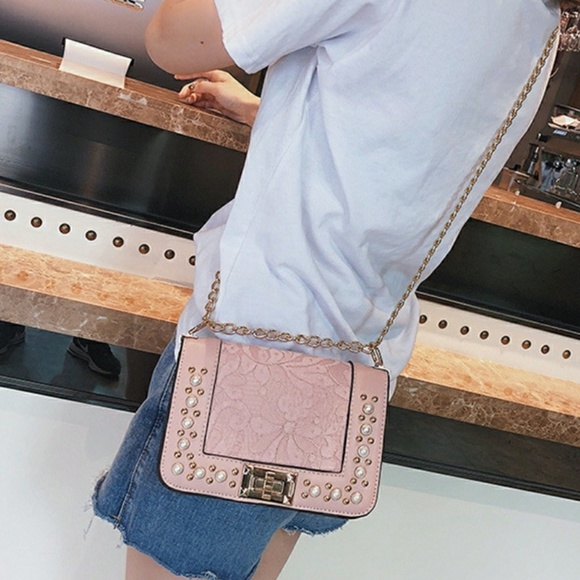 Studded Lace Detail Sling Purse - Picture 5 of 6